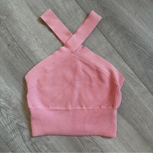 Abercrombie Ottoman Rib Twist Halter Tank in Pink